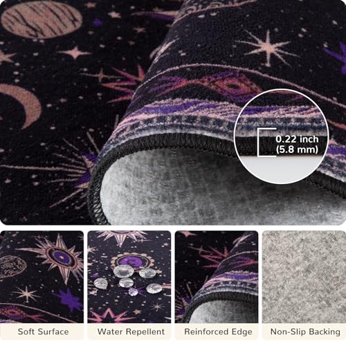 Image of Vacuum-Friendly, 8x10 Washable Area Rug, Black Purple Beige