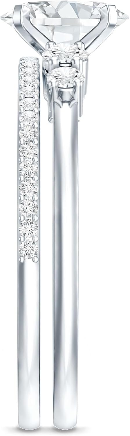 Certified Lab Grown Diamond Bridal Ring Set, Ef-Vs Quality, 5X7mm Oval Diamond Engagement Ring with Band - Ready To Gift