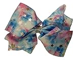 JoJo Siwa Large Cheer Hair Bow (Blue Tie Dye Stars)