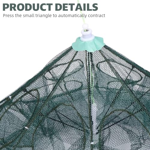 Image of Proberos Fishing Net, Foldable Fishing Net with Reinforced Ribs 24 Holes Automatic Fish Trap, Portable Nylon Lobster Crab Trap Cage Basket Tool for Fishing(12 Sides 24 Holes)