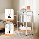 M MZG Shelf 3 Tier Sturdy Metal Narrow Storage Shelves Storage Unit with Adjustable Leveling Feet Pantry Laundry Kitchen Garage Chrome 30 x 45 x 73.2cm - Image 3