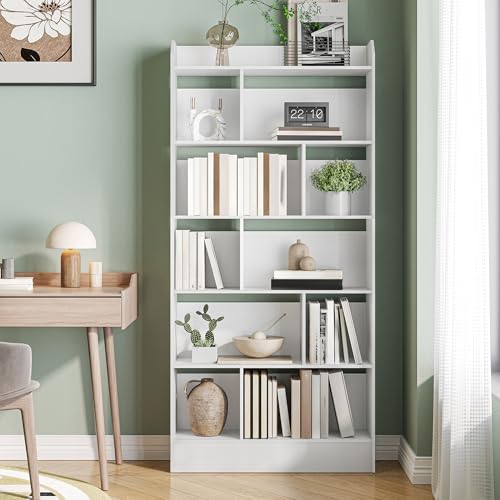 Hzuaneri Bibliothèque, Étagère à 6 Niveaux, Meuble de Rangement Livres, Cloison Séparateur, Présentoir, pour Salon, Chambre, Bureau, 24 x 80 x 170 cm,...