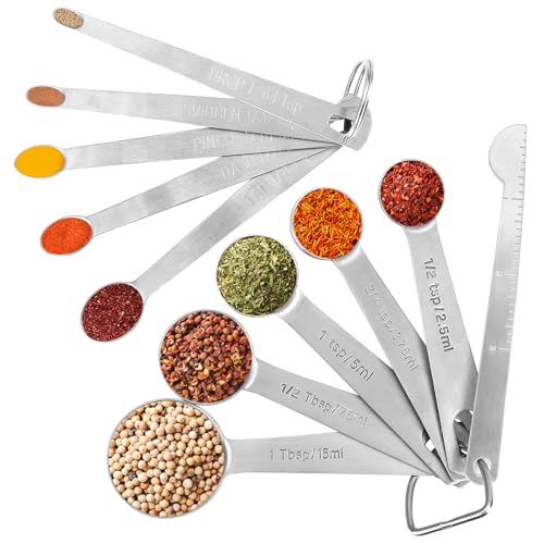 Accmor Stainless Steel Measuring Spoons Set with Leveler, 10 Pcs