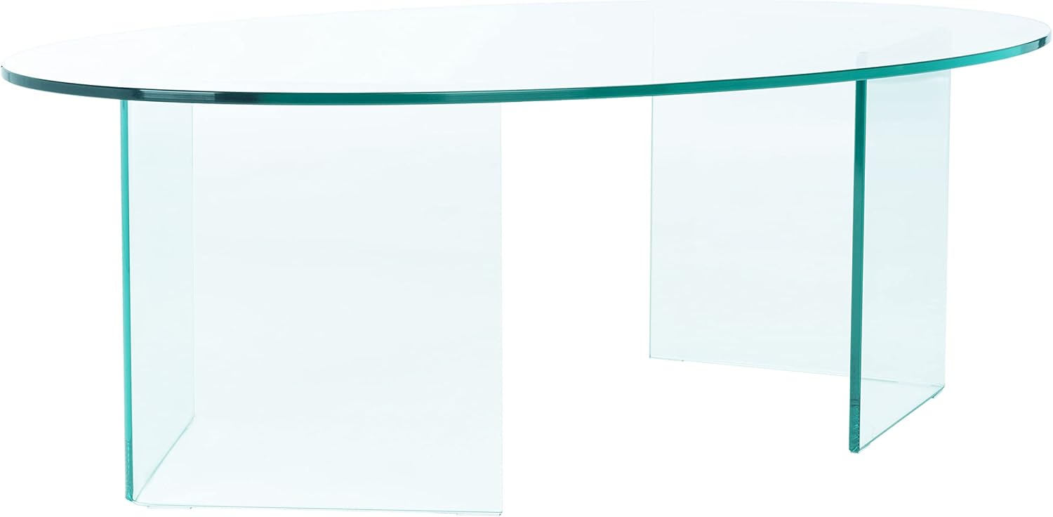 SAFAVIEH Home Collection Carsten Clear Tempered Glass Oval Coffee Table