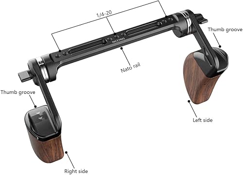 Miniatura 2 de NICEYRIG Kit de mango lateral de madera con agarres de madera de roseta de mano duales, riel OTAN de extensión de roseta aplicable para armas RED