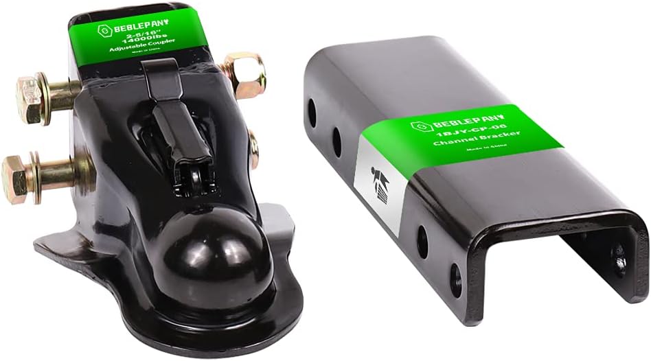 2-5/16 Inch Adjustable Trailer Coupler 14000lbs w/Channel and 5 Position Channel and Fasteners - Image 3