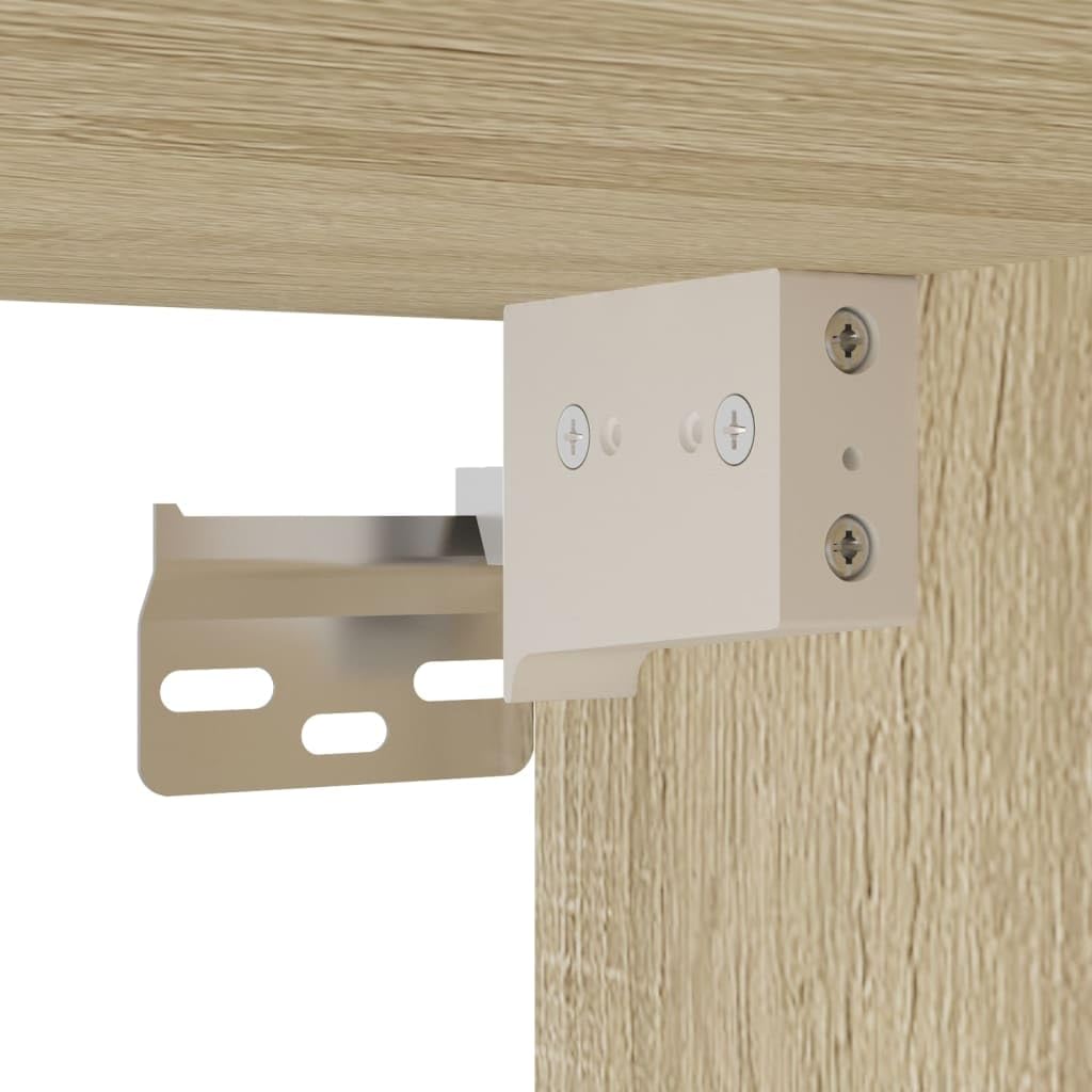 4-TLG. Badmöbel-Set Sonoma-Eiche Holzwerkstoff mit Hochschrank und Spiegel, wandmontierbar, feuchtigkeitsbeständig, klare Glas-Spiegelfläche für Make-up und Rasur