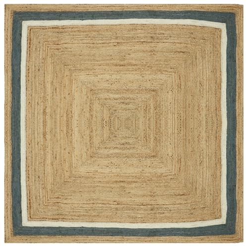 Casavani Hand Braided Natural Jute Rug 3' Square Kilim Rug Beige &...