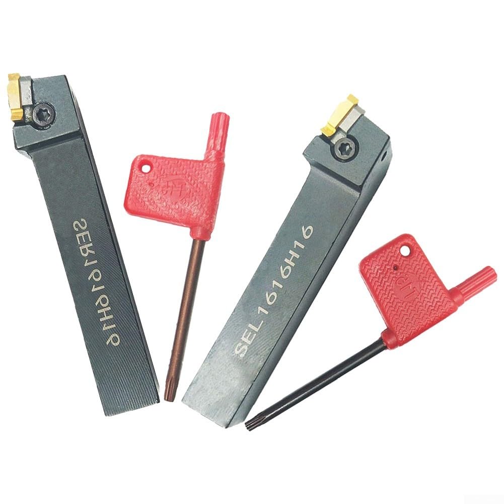 2 soportes para herramientas de torneado de carburo CNC de 5/8 pulgadas SER1616H16 con 2 insertos de giro y 1 llave T15