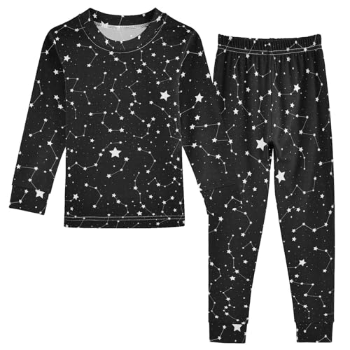 ALAZA Constellation Starry Space Black 2 Piece Pajama Set Long Sleeve Top and Pants Sleepwear Unisex