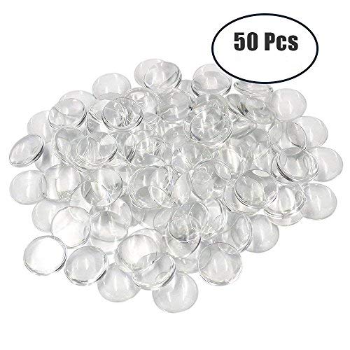 50 Pieces Glass Dome Cabochons Clear Round Cabochons Tiles Clear Cameo, Non-calibrated Round for Cameo Pendants, Photo Jewelry, Rings, Necklaces (30 mm)