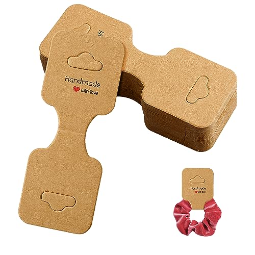 Rumyve 100Pcs Necklace Display Cards - Handmade Hanging Tags for Bracelets Earrings, Jewelry, Hairbands (Kraft Brown)