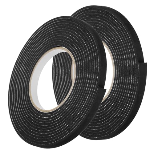 Image of uxcell 2pcs Rolls Single Sided Foam Tape Removeable EVA Sponge Mounting Tape Strong Adhesive Tape Strips(Black, 13ft x 1 /2 inch x 1 /8 inch) for Home Paint Wall Hanging Poster Decor
