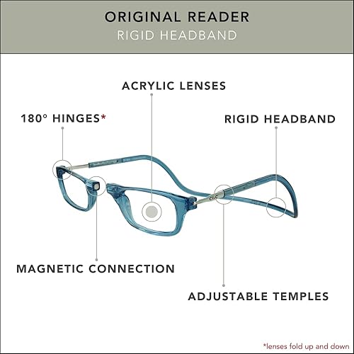 Vista 20 de Clic - Anteojos de lectura magnéticos, para computadora, lentes reemplazables, varillas ajustables, originales (tamaño pequeño-mediano)