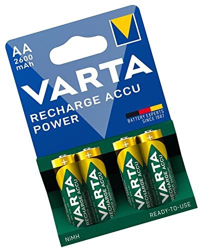 Batteries Rechargeables Varta HR6 Lot de 4 Piles Rechargeables AA 2600 mAh