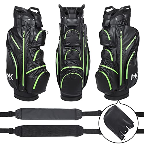 Foto von MK GolfBag Tour Pro Trolleybag 14 Fächer Golftasche Rot wasserdicht Bag Golf und 12 Golfbälle gratis Paket (Rot)