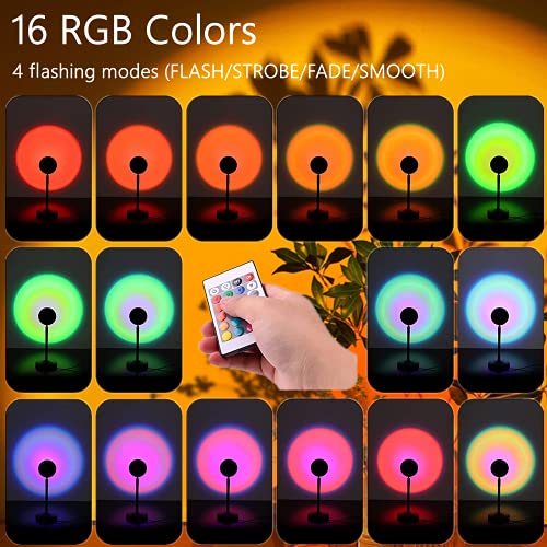 Image of Sunset Projection Lamp 16 Colors, Sunset Lamp Multiple Colors with Remote Control, Color Changing Sunlight Projector, Rainbow Sunset LED Projector Lamp
