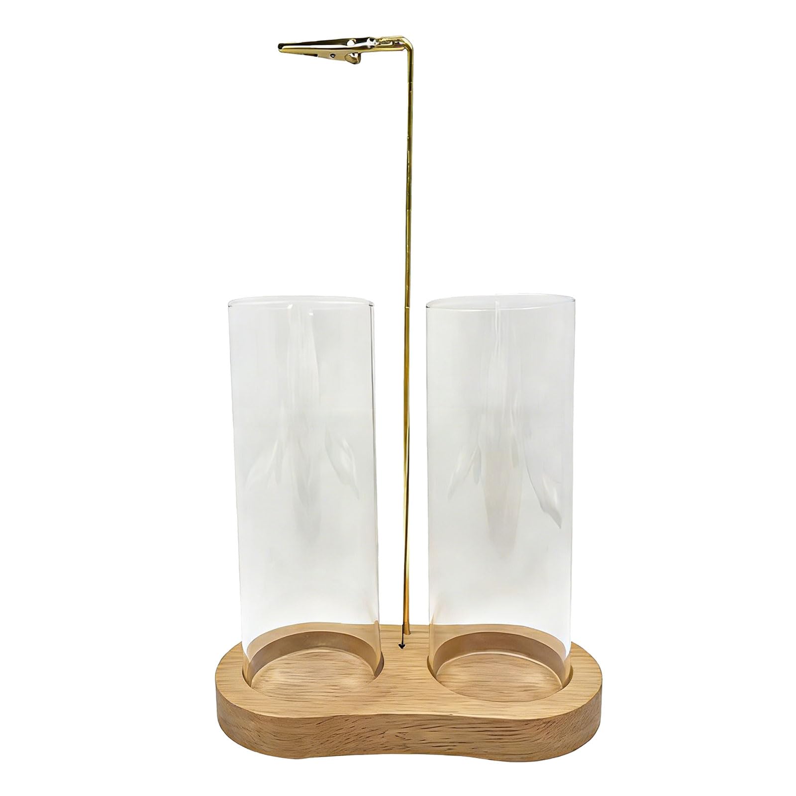 ZEPFJHE Contemporary Double Layer Glass Holder with Wood Base for Relaxation Feng Shui Scent Stove