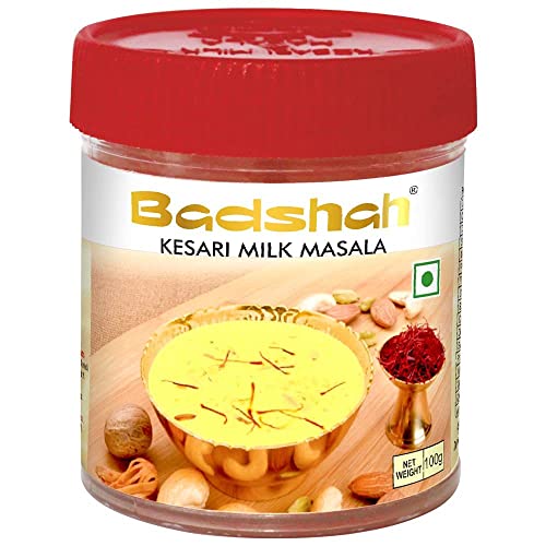 Image of Badshah Kesari Milk / Doodh Masala Powder / Made with Almond, Cashew Nuts, Cardamom (Elaichi) Saffron (Kesar) / Freshly Blended / Tasty and Healthy / 200 Gram ( 100 Gram x 2 Packs )