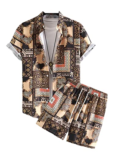 Chemise florale décontractée et short en ensemble imprimé deux pièces pour homme anti transpirant