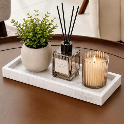 Image of LivingBasics 1Pc Rectangle Silicone Countertop & Vanity Tray, Tray for Soap Dispenser Bottles, Bathroom Accessories Trays for Toiletries /Kitchen Sink, Cosmetic /Coffee Table Organizer Display Holder