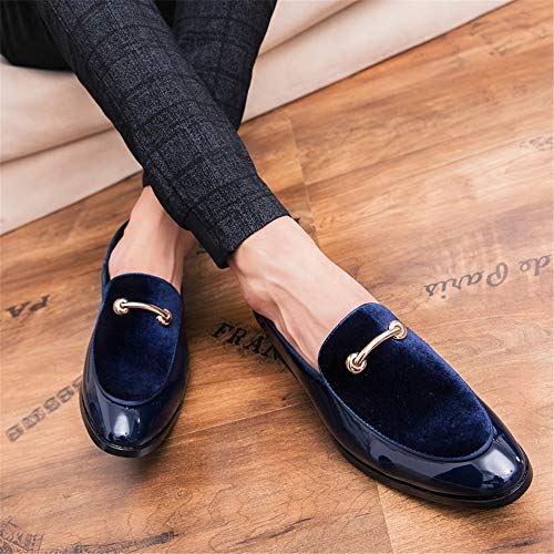 Men's Casual Oxfords for Men Slip-on Dress Loafer Shoes Synthesis Patent Leather & Faux Suede Vamp Rubber Lug Outsole3