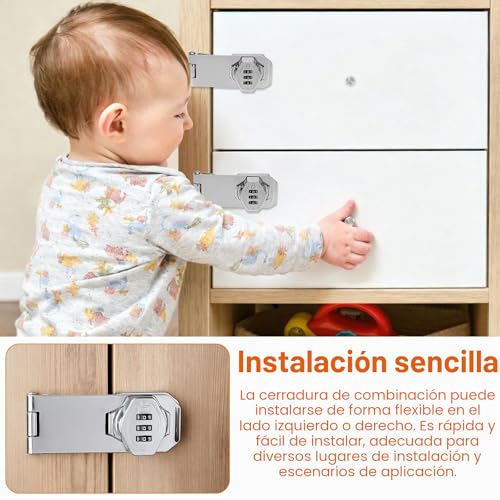 Miniatura 7 de Cerradura De Armario Con Código 4 Pulgadas, Cerradura Sin Llave Con Contraseña, Pestillo De Seguridad Para Cajones, Gabinetes, Roperos Y Muebles