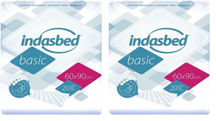 Indasbed Basic Protector Cama, 60 x 90 cm - Color Blanco, 20 Unidades (Paquete de 2)