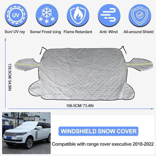Image of Windshield Snow Cover Compatible with Range Rover 2018-2022, Car Snow Cover, Front Windshield Sunshade, Exterior Windscreen Sun Shade, UV-Rays Sun Ice Snow Frost Protector, 4-Layer Windshield Cover