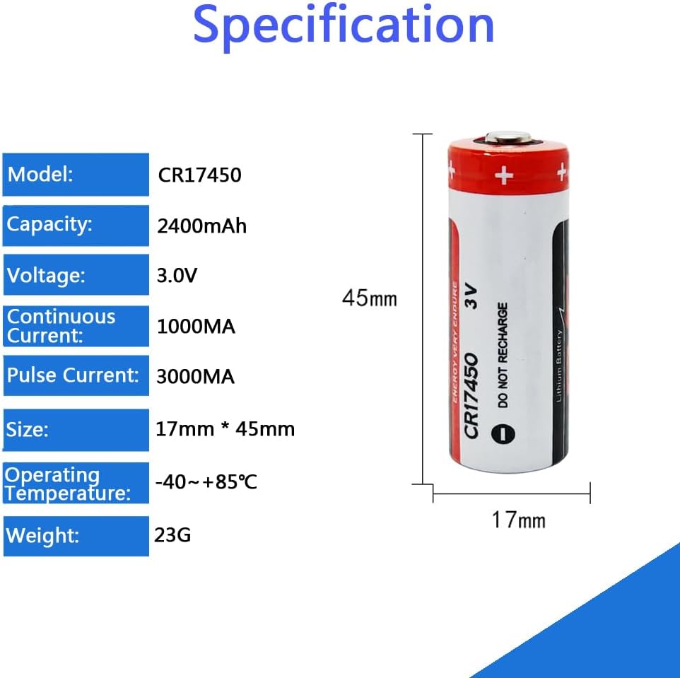 10 Pack CR17450 Lithium Battery 2400mAh 3V Replacement PLC Industrial Control Battery