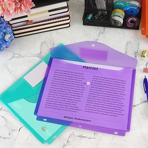 Tamaki 8 Pack Binder Folders Binder Organizer File Folder Clear Binder Pocket For 3 Ring, Letter Size, Snap Button Pouch With Label For School Supplies #TOP5