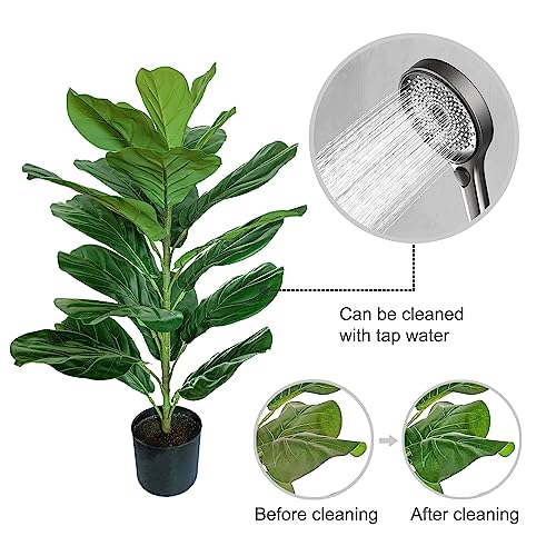 Besamenature 30" Little Artificial Fiddle Leaf Fig Tree/Faux Ficus Lyrata For Home Office Decoration #TOP6