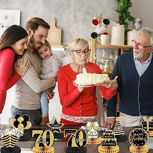10 centros de mesa de panal para 70 cumpleaños decorativos 7