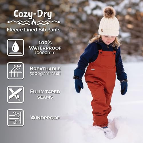 Jan & Jul Gro-With-Me Cozy-Dry Rain Bib Pants für Jungen Mädchen Kleinkinder (Terrakotta, 1-2 Jahre)