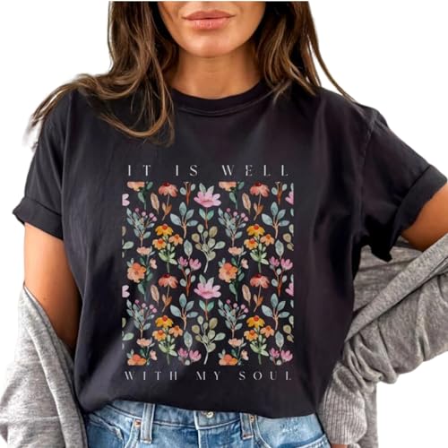 Christian Shirts for Women Vintage Bible Verse Boho Wildflowers Shirts Floral Graphic Tees2