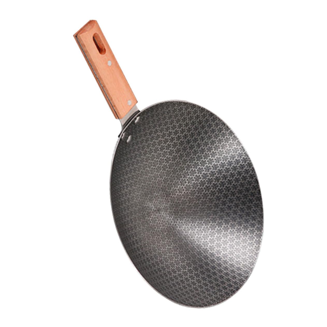 Gatuida Piccola Padella Wok da Esterno in Ferro Manico in Legno