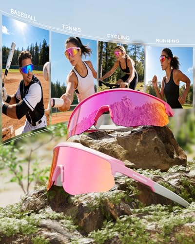Image of Polarized Sports Sunglasses for Men Women, UV400 Protection Mens Sunglasses Wrap Around Sun Glasses for Cycling Running