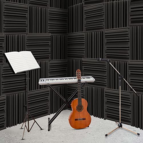 Troystudio Acoustic Studio Absorption Foam Panel, 12 X 12 X 2 Inches Pack Of 6, Broadband Sound Absorber, Periodic Groove Structure Sound Absorbing Foam, Thick Dense 3D Decorative Wall Panels #TOP4
