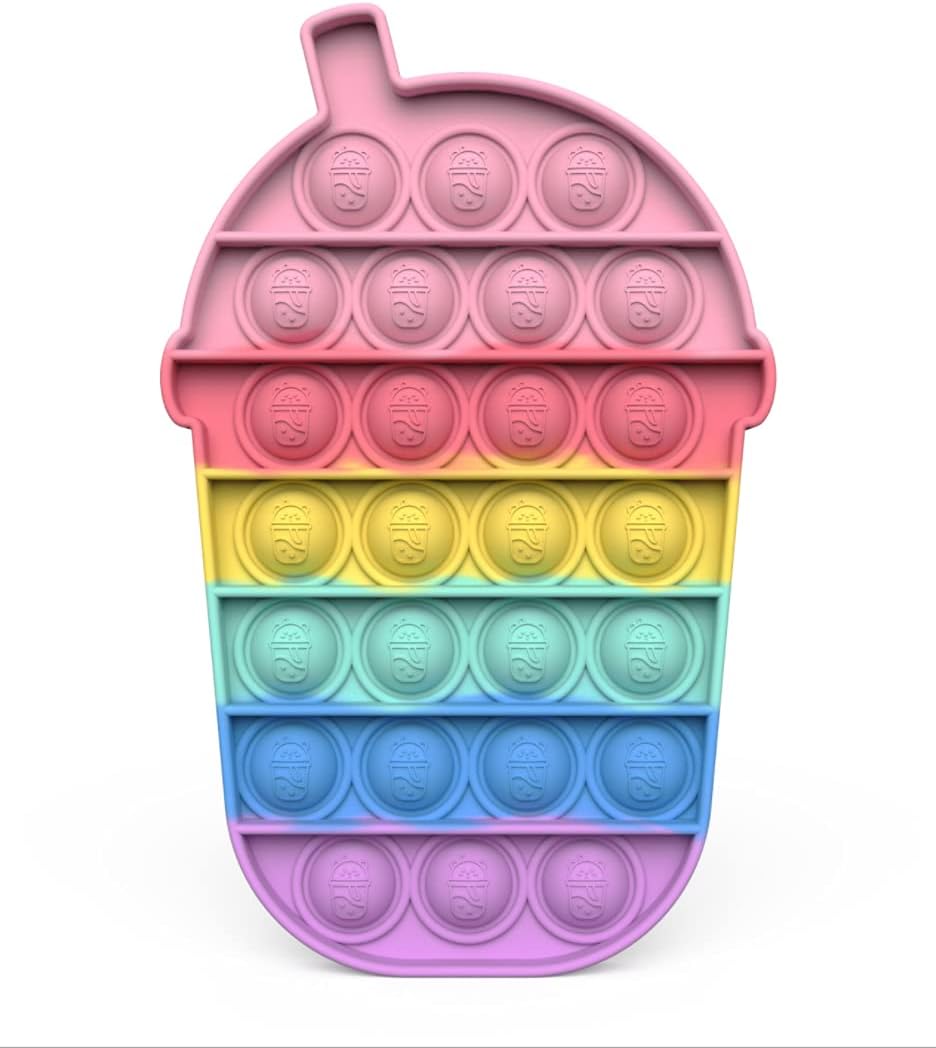 Bdwing Push it Pop Bubble Fidget Toy, Stress Relief Sensory Toys, Silicone jumbo Poppet Fidgets for Autism, Relieve Fatigue Finger Toys for Kids, Adults (Tea)