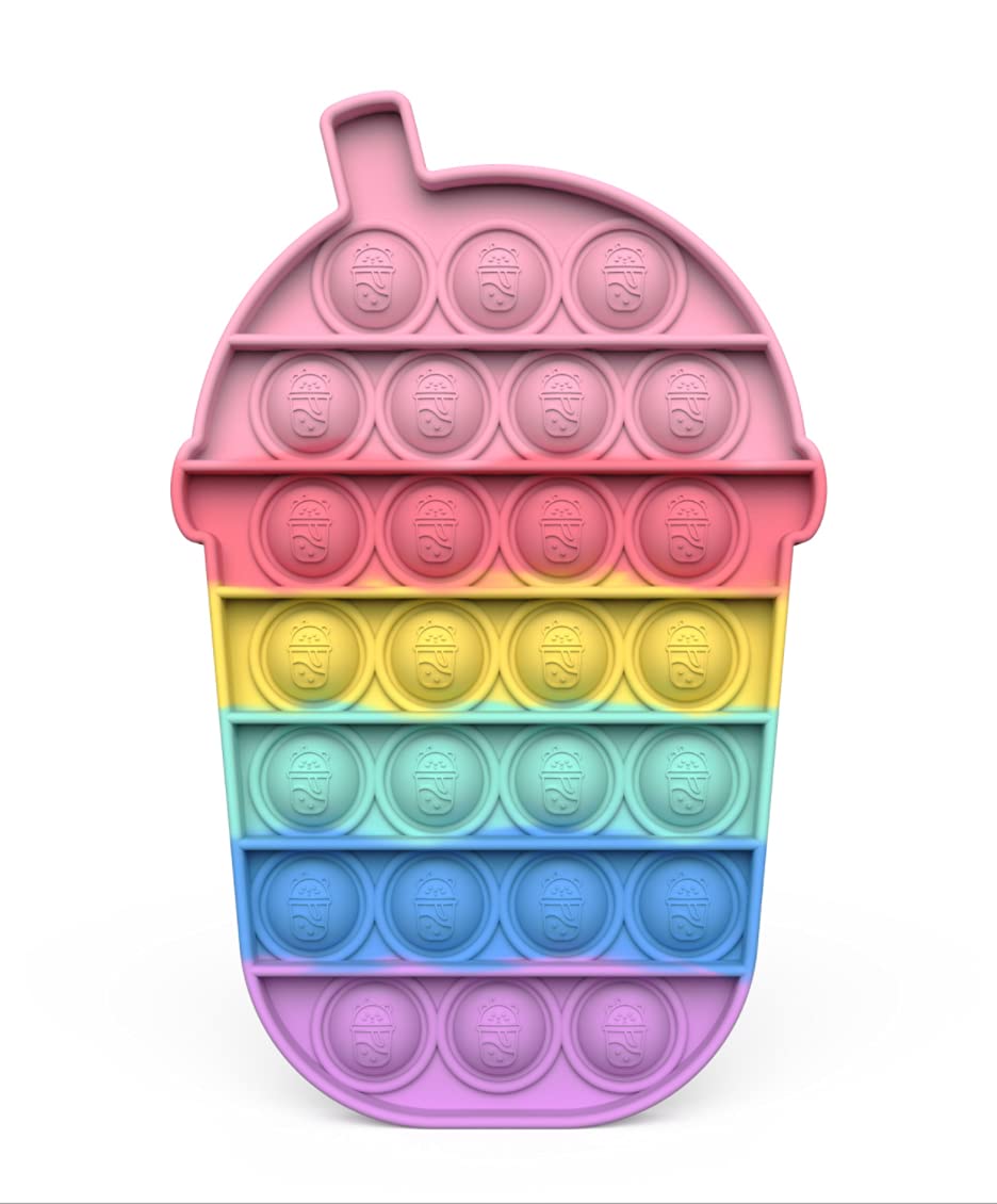 Bdwing Push it Pop Bubble Fidget Toy, Stress Relief Sensory Toys, Silicone jumbo Poppet Fidgets for Autism, Relieve Fatigue Finger Toys for Kids, Adults (Tea)