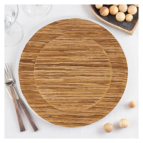 Platos decorativos redondos 13 pulg set 4 Beige natural miniatura 4