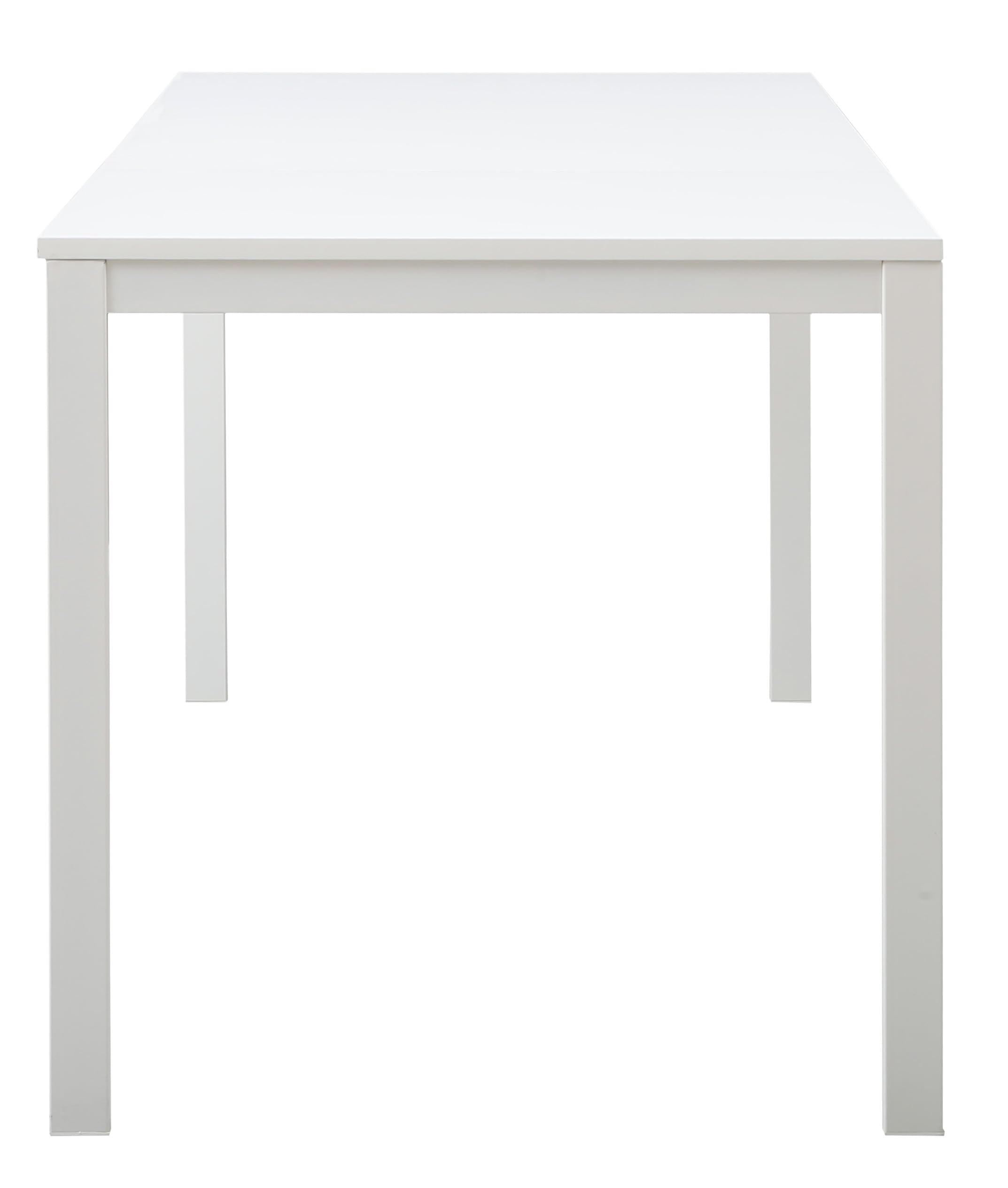 AVANTI TRENDSTORE - Adro - Tavolo da Pranzo Allungabile Moderno, Struttura in Metallo e Piano in Legno Laminato Bianco, Estensibile fino a 180 cm, 120-180 x 74 x 75 cm