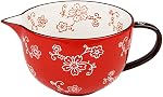 Gaolinci Cerise Blossom modèle cuisine en céramique mélange bol, 1 Quart Large Bowl, avec pourriture et poignée