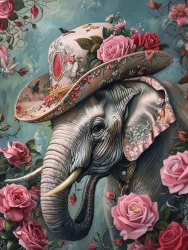 Peinture par numéro enfant et adulte éléphant rose pour décoration murale salon