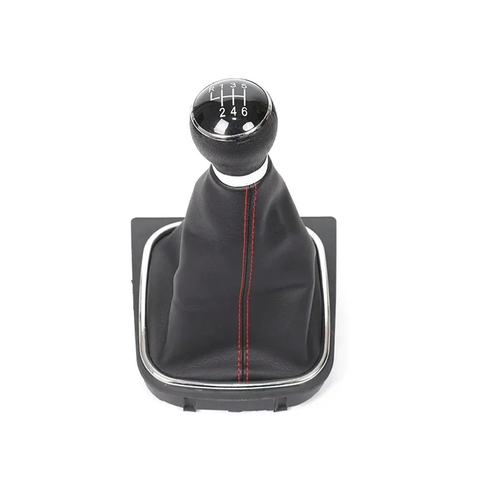 DAJMSUY for VW for Golf 6 MK6 for Jetta V VI 2005-2014 5/6 Speed Gear Shift Knob Lever and Boot Gaiter Black Leather Set Car Gear Shift(6 Speed)