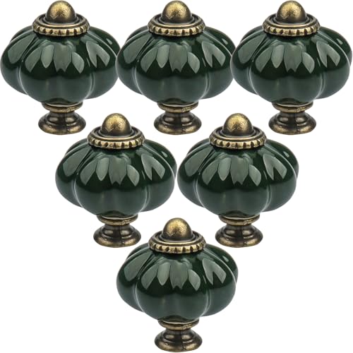 Roellgs Lot de 12 boutons de porte en céramique, boutons de porte en céramique style vintage avec motif de citrouille, poignées d'armoire avec vis de...