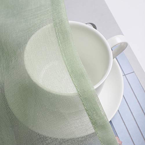 MIULEE 2 Panels Sheer Window Curtains Elegant Window Voile Panels/Drapes/Treatment for Bedroom Living Room 55" Wx85 L Rod Pocket Green - Image 3