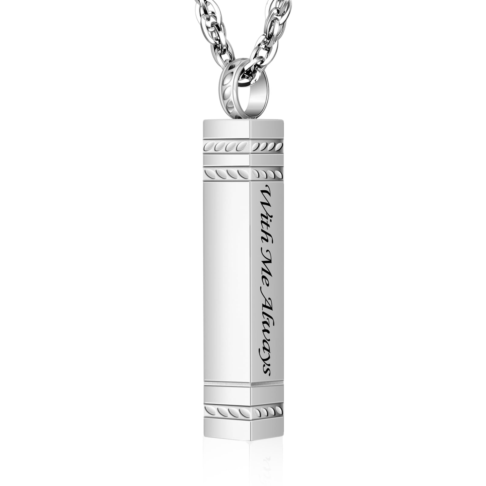 abooxiu Urn Necklace for Ashes Memorial Cremation Jewelry for Ashes Stainless Steel Ashes Jewelry Cube Ashes Necklace Bar Urn Pendant for Women Men
