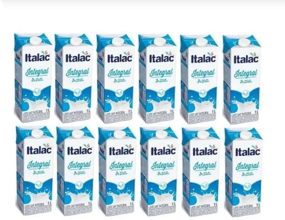 Italac Leite UHT Integral 3% de Gordura, 1L, Caixa com 12 Unidades