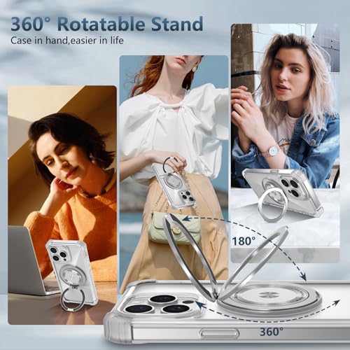 Image of Cubix Back Cover Case for iPhone 14 Pro Max Hard PC + TPU | Metal Ring Kickstand | 1500g Magnetic Hold | 360 Rotating Stand | Military Drop Protection | Air Cushioned Corners